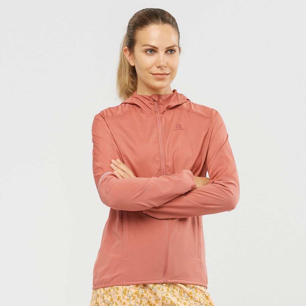 Salomon Israel AGILE WIND - Womens Jackets - Coral (QHVI-16402)